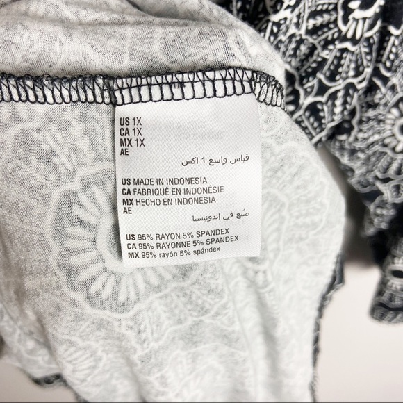 JM Collection Black & White Plus Size 1X Blouse Top - Picture 3 of 4